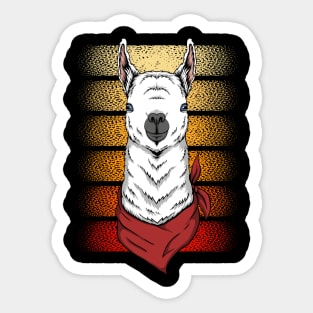 White Retro Llama Sticker